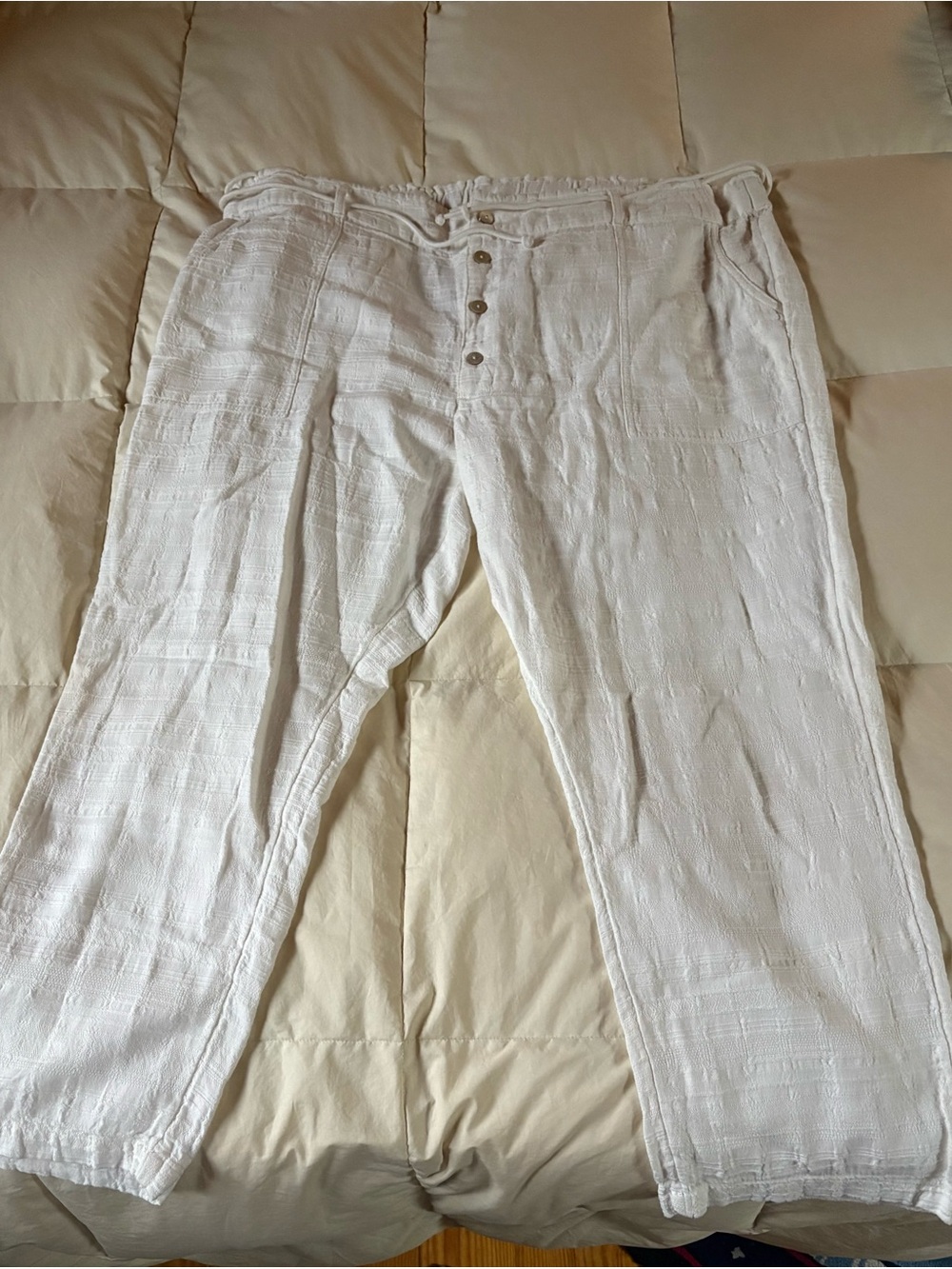 Sundance White Straight-Leg Button-Front Pants
